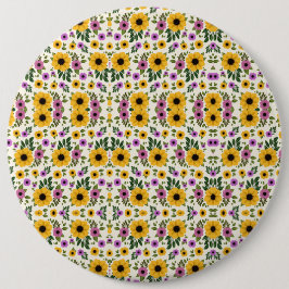 Round floral mousepad featuring a vibrant pattern 缶バッジ