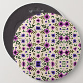 Round floral pattern button featuring a symmetrica 缶バッジ (正面&裏面)