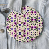 Round floral pattern button featuring a symmetrica 缶バッジ (インサイチュ)
