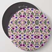 Round floral pattern with purple, pink, and blue  缶バッジ (正面&裏面)