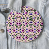 Round floral pattern with purple, pink, and blue  缶バッジ (インサイチュ)