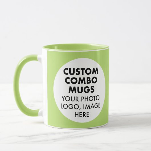 Round Frame 2 x Photo Logo Lime Custom Combo マグカップ (左)
