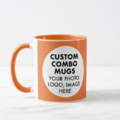 Round Frame 2 x Photo Logo Orange Custom Combo マグカップ (左)