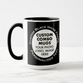 Round Frame 2x Photo Text Large Black Custom Combo マグカップ (左)