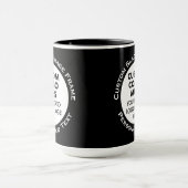 Round Frame 2x Photo Text Large Black Custom Combo マグカップ (中央)