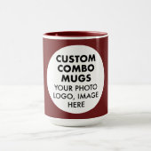 Round Frame Photo Logo Large Maroon Custom Combo マグカップ (中央)
