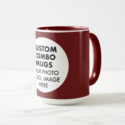 Round Frame Photo Logo Large Maroon Custom Combo マグカップ (正面右)