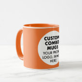 Round Frame Photo Logo Orange Custom Combo マグカップ (正面左)