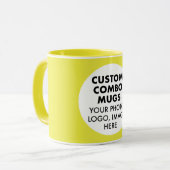 Round Frame Photo Logo Yellow Custom Combo マグカップ (正面左)