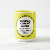 Round Frame Photo & Text Large Yellow Custom Combo マグカップ (中央)