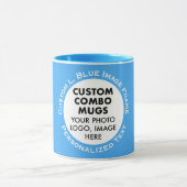 Round Frame Photo + Text Light Blue Custom Combo マグカップ (中央)
