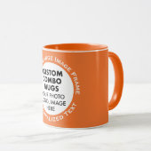 Round Frame Photo + Text Orange Custom Combo マグカップ (正面右)