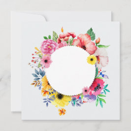 Round frame with colorful flowers