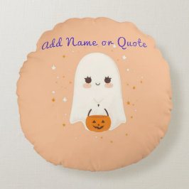 Round Ghost Halloween Pillow – Customizable Text ラウンドクッション