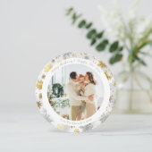 Round Gold & Silver Snowflake Christmas Card シーズンカード (スタンド正面)