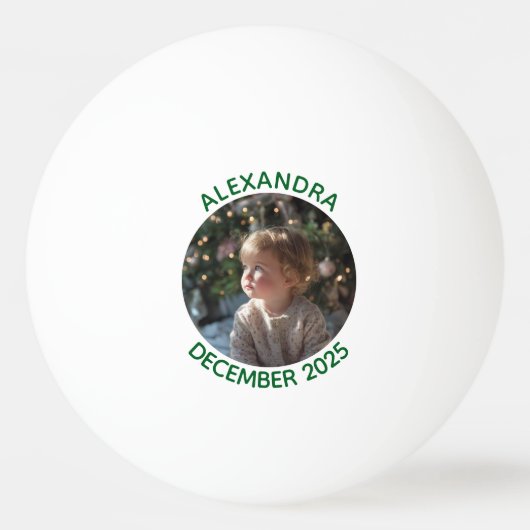 Round Holiday Family Photo 卓球ボール (正面)