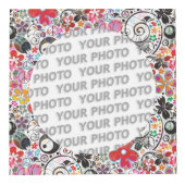 Round in Squareフレームのフラワーパワー2 +あなたの写真 フォトキューブ (右)