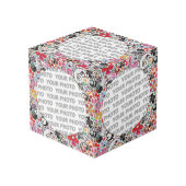 Round in Squareフレームのフラワーパワー2 +あなたの写真 フォトキューブ (裏面アングル)