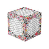 Round in Squareフレームのフラワーパワー2 +あなたの写真 フォトキューブ (正面アングル)