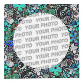 Round in Squareフレームのフラワーパワー3 +あなたの写真 フォトキューブ (右)