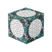 Round in Squareフレームのフラワーパワー3 +あなたの写真 フォトキューブ (裏面アングル)