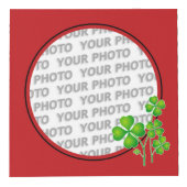 Round in Square Frame赤/クローバー+あなたの写真 フォトキューブ (右)