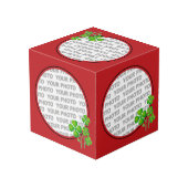 Round in Square Frame赤/クローバー+あなたの写真 フォトキューブ (裏面アングル)