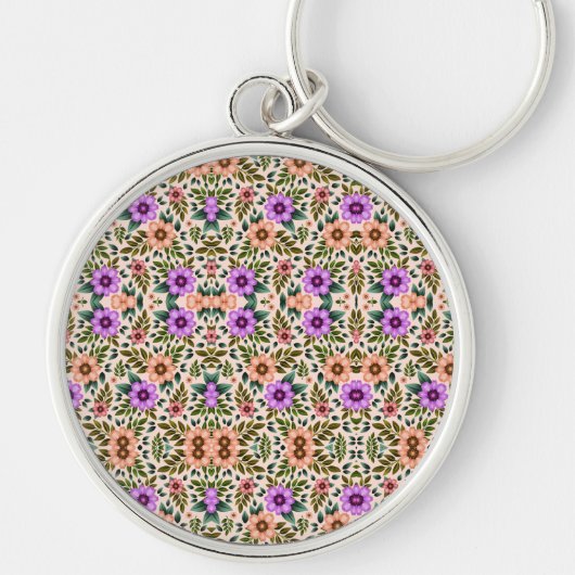 Round keychain featuring intricate floral patterns キーホルダー (正面)