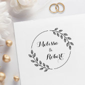Round Leaves Wreath Custom Names ラバースタンプ