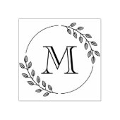 Round Leaves Wreath Monogram Initial ラバースタンプ (インプリント)