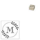 Round Leaves Wreath Monogram Initial 1x1 ラバースタンプ (押印)