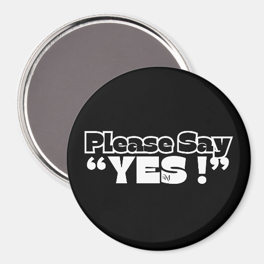 Round Magnet : Please Yes (black) マグネット (正面/裏面)