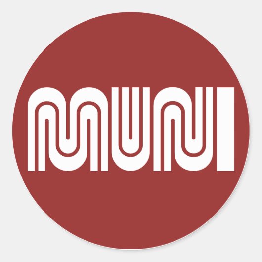 Round Maroon San Francisco Muni Sticker ラウンドシール (正面)