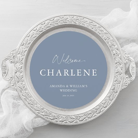 Round Menu with Guest Name | Dusty Blue Wedding メニュー