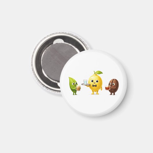 Round Mini Fridge Magnet – Minimal Kitchen Decor マグネット (正面/裏面)