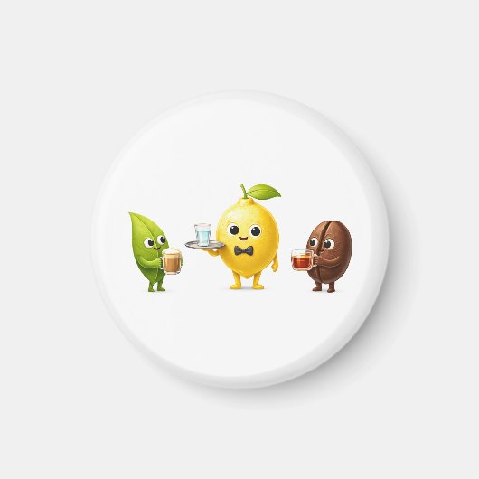 Round Mini Fridge Magnet – Minimal Kitchen Decor マグネット (正面)