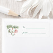 Round Mint Red White Ornaments Christmas  ラベル (インサイチュ)