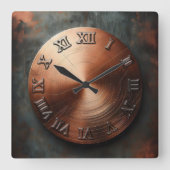 round old copper plate スクエア壁時計 (正面)