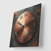 round old copper plate スクエア壁時計 (傾斜)