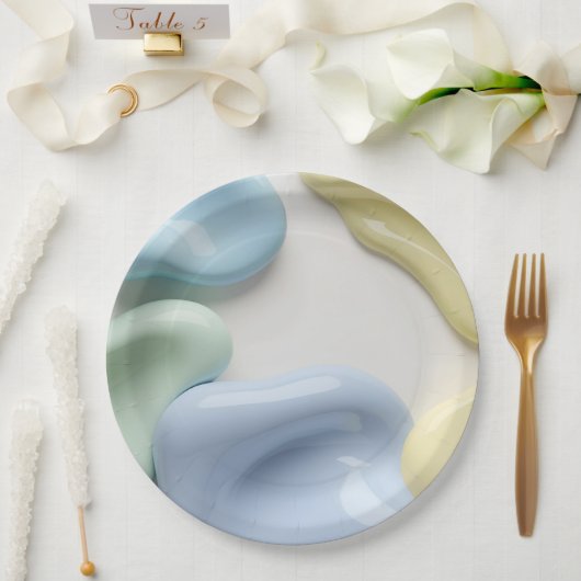 Round paper plate in stylish abstract graphic ペーパープレート (ウェディング)