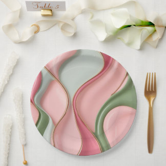 Round paper plate in stylish abstract graphic ペーパープレート