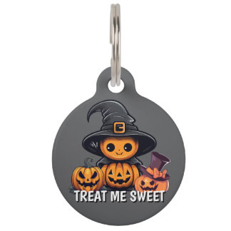 Round Pet Tag : HALLOWEEN Treat ペット ネームタグ