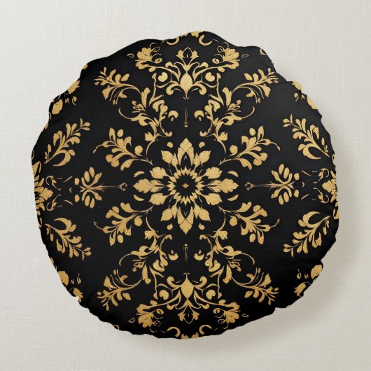 Round Pillow black yellow pattern  ラウンドクッション (裏面)