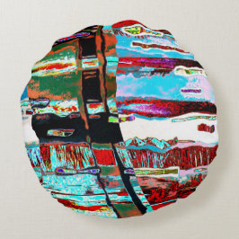 Round Pillow – Collapse Reflection Abstract Design ラウンドクッション