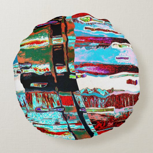 Round Pillow – Collapse Reflection Abstract Design ラウンドクッション (裏面)