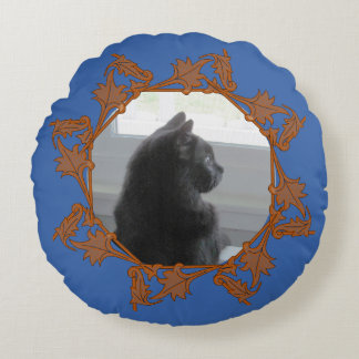 Round Pillow - Frame of Leaves in Circle ラウンドクッション