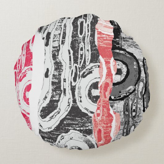 Round Pillow – Friction Lands Abstract Design ラウンドクッション (裏面)