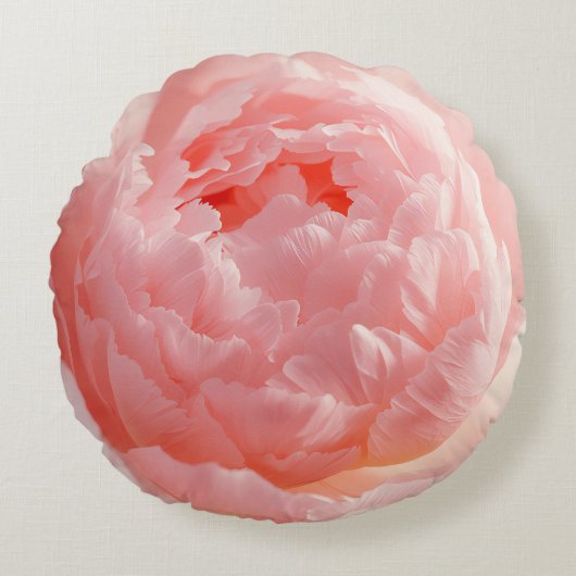 Round Pillow – Pink Flower Bloom | Custom Home Dec ラウンドクッション (正面)