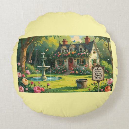 Round Pillow-Victorian Garden Round Pillow ラウンドクッション (正面)