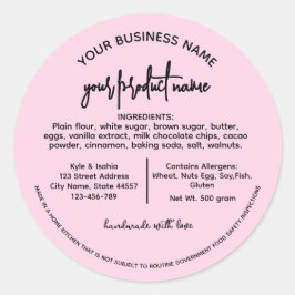 Round Pink Texas Cottage Law Food label sticker ラウンドシール